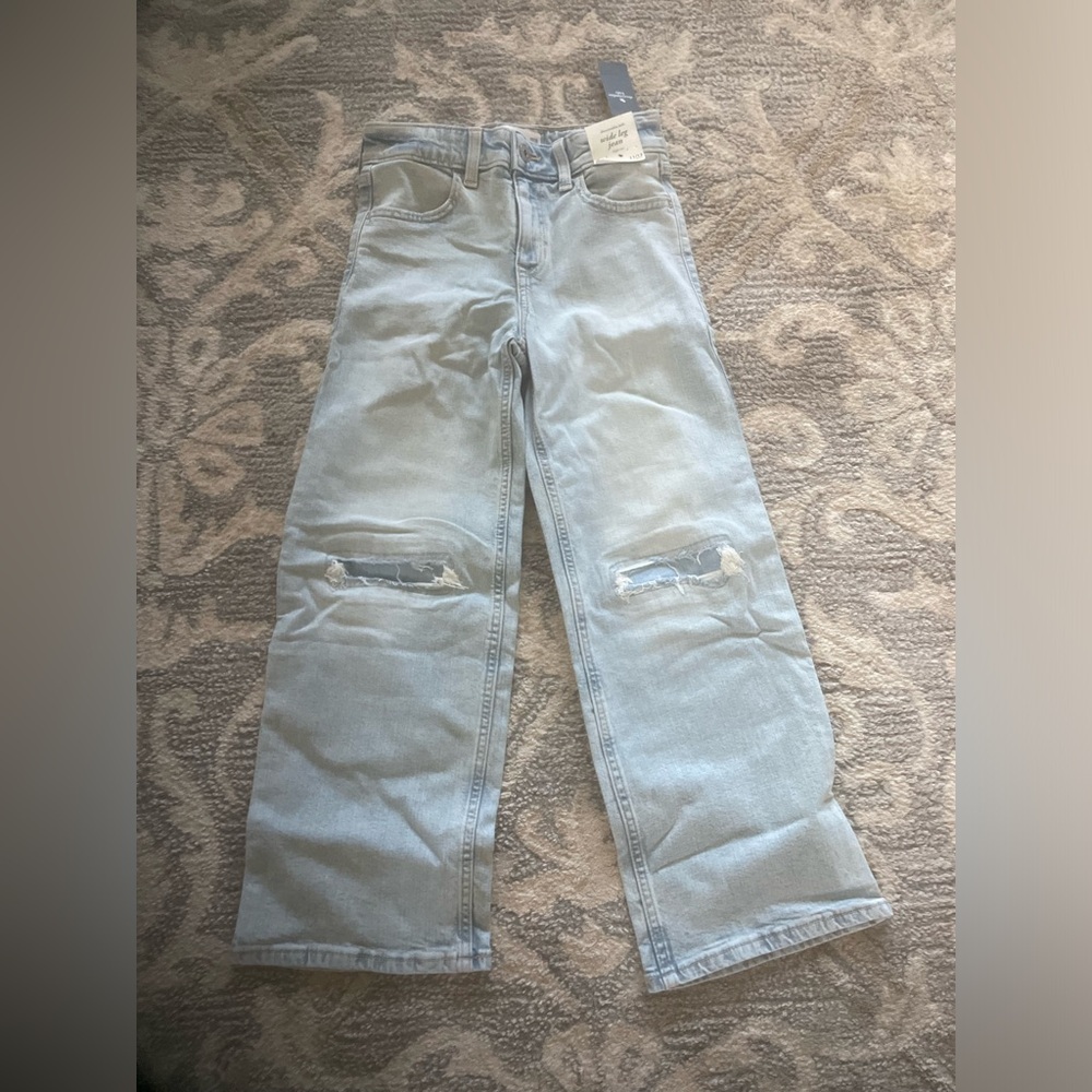 Abercrombie Kids Distressed Wide Leg Jeans